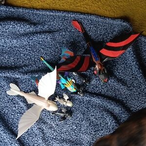 Dragon Action Figure Set - Black, Red, White